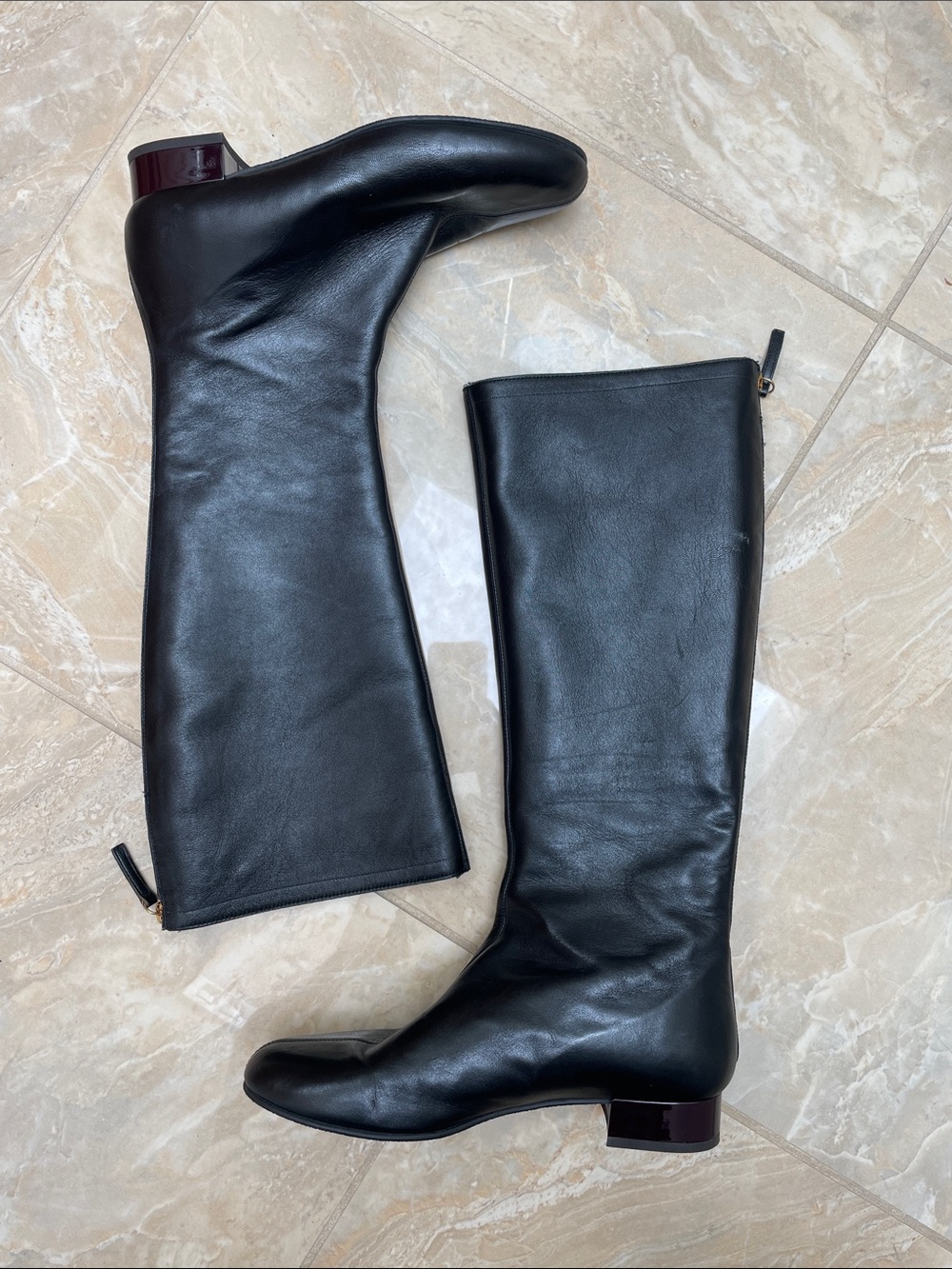 Vicini Black Leather Tall Boots size 39